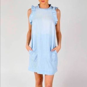 Cloth and Stone Chambray ruffle dress